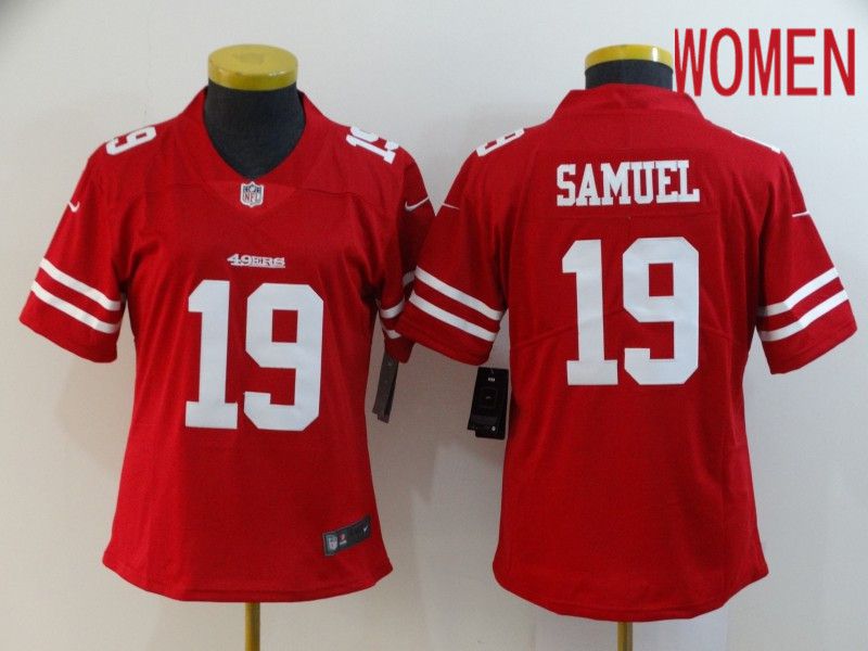 Women San Francisco 49ers #19 Samuel Red Nike Vapor Untouchable Limited NFL Jersey->women nfl jersey->Women Jersey